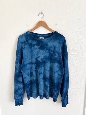 PHILIP HUANG indigo shibori dye long sleeve tee OOAK minimalist / men's M